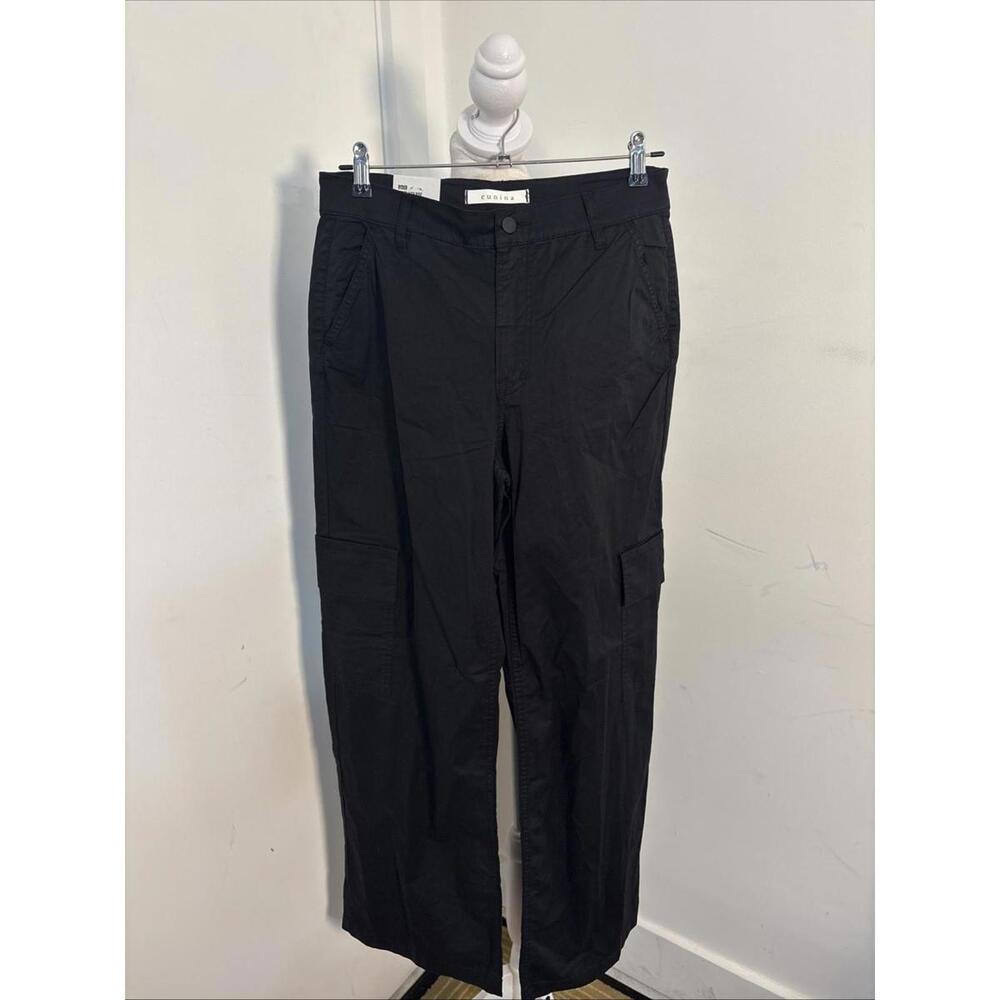 NWT Eunina Ryder Super High Rise Wide Leg Cargo Baggy Jean Black‎ 27 New